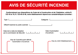 Consigne avis de sécurité - Format A4