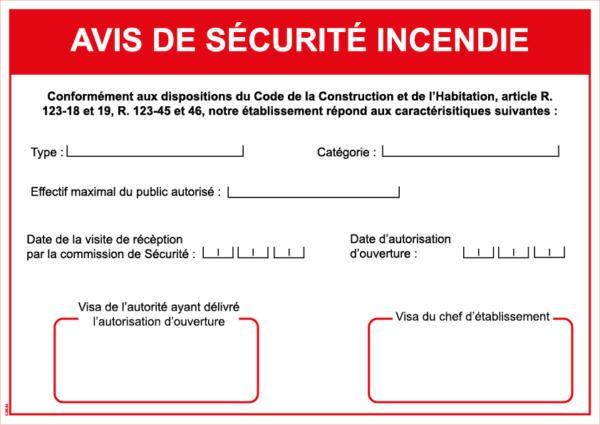 Consigne avis de sécurité - Format A4