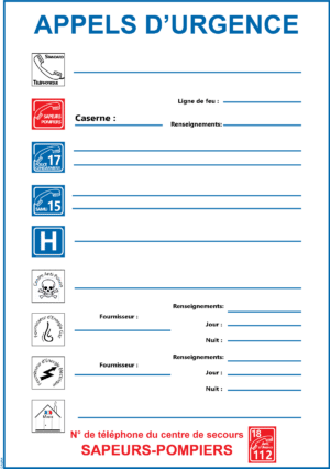Consigne Appel d'urgence - Format A4