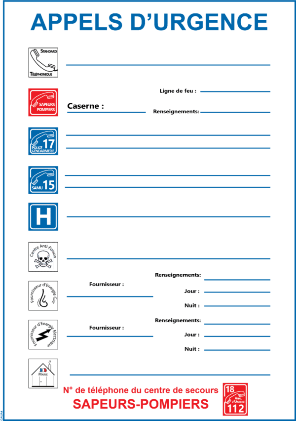 Consigne Appel d'urgence - Format A4