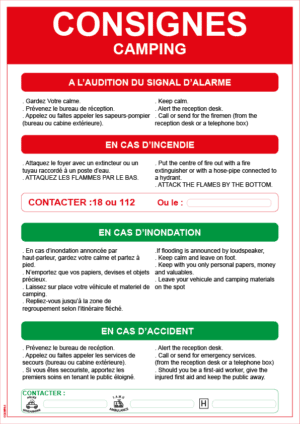Consigne Camping - Format A4
