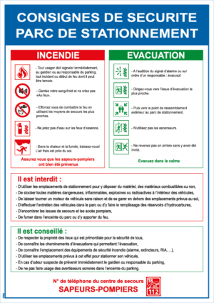 Consigne Parc de stationnement Verticale - Format A4