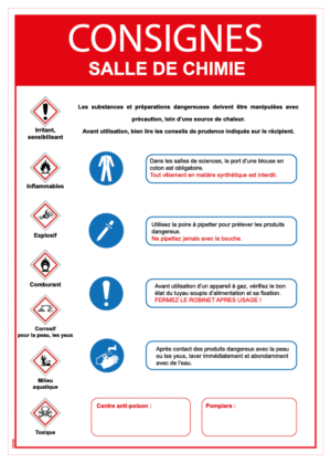 Consigne salle de chimie - Format A4
