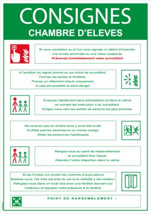 Consigne chambre d'élève - PVC - A4