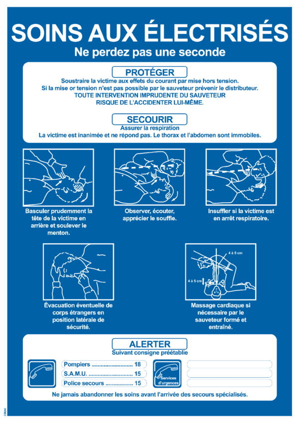 Consigne soin aux électrisés - Format A4