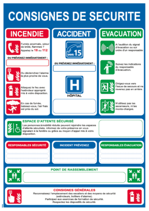Consigne de sécurité verticale - Format A3