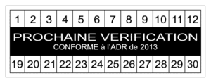 Étiquette ADR - Prochaine vérification - Format 70 x 25 mm