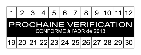 Étiquette ADR - Prochaine vérification - Format 70 x 25 mm