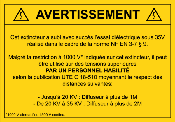 Étiquette Avertissement Électrique -Format 70 x 100 mm