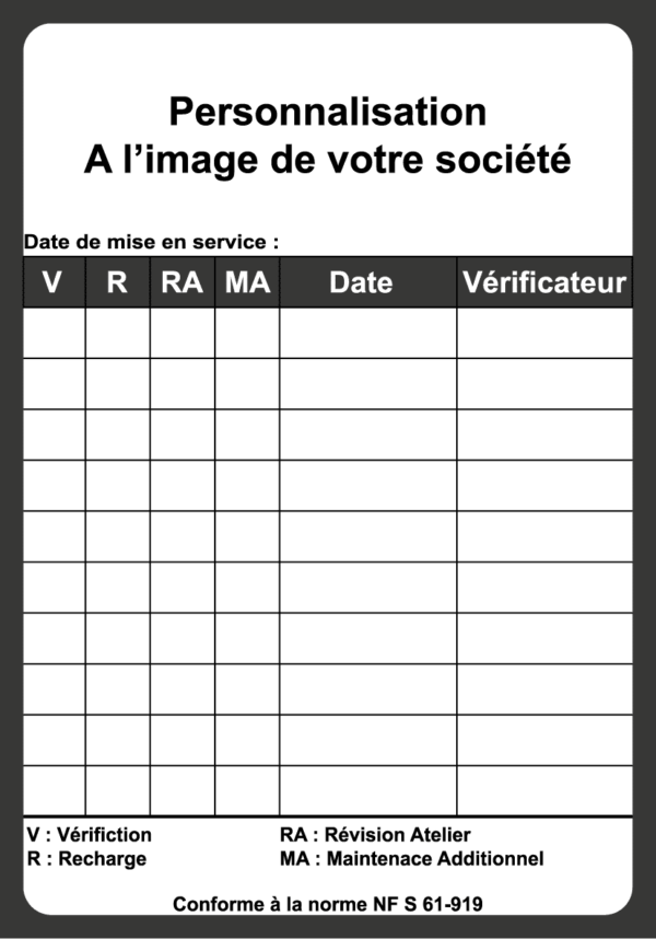 Étiquette de Maintenance PERSONNALISABLE