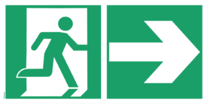 Panneau Evacuation flèche droite -  Recto / Verso - 500x250mm