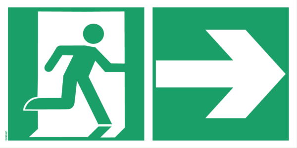 Panneau Evacuation flèche droite -  Recto / Verso - 500x250mm