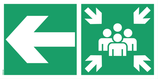 Panneau point de rassemblement + Flèche Gauche - 500 x 250 mm