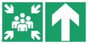 Panneau point de rassemblement + Flèche Haut -  500 x 250 mm