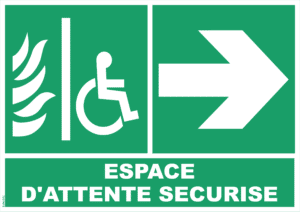 Panneau Espace d'attente sécurisé + Flèche Droite - 210 x 297 mm