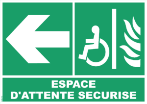 Panneau Espace d'attente sécurisé + Flèche Gauche - 210 x 297 mm