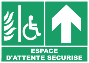 Panneau Espace d'attente sécurisé + Flèche Haut -  210 x 297 mm
