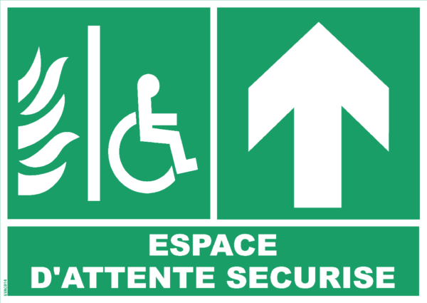 Panneau Espace d'attente sécurisé + Flèche Haut -  210 x 297 mm
