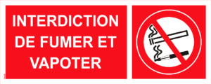 Panneau Interdiction de fumer et vapoter - 200 x 80 mm