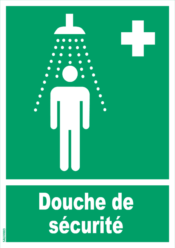 Panneau Douche de sécurite + Picto - A4