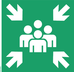 Panneau point de rassemblement + Picto - 200x200 mm