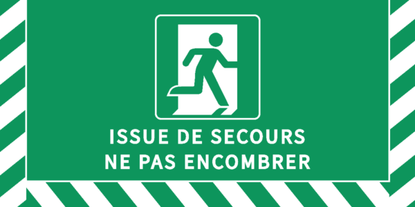 Signalétique autocollante surface anti-dérapante Issue de Secours - 800 X 400 mm