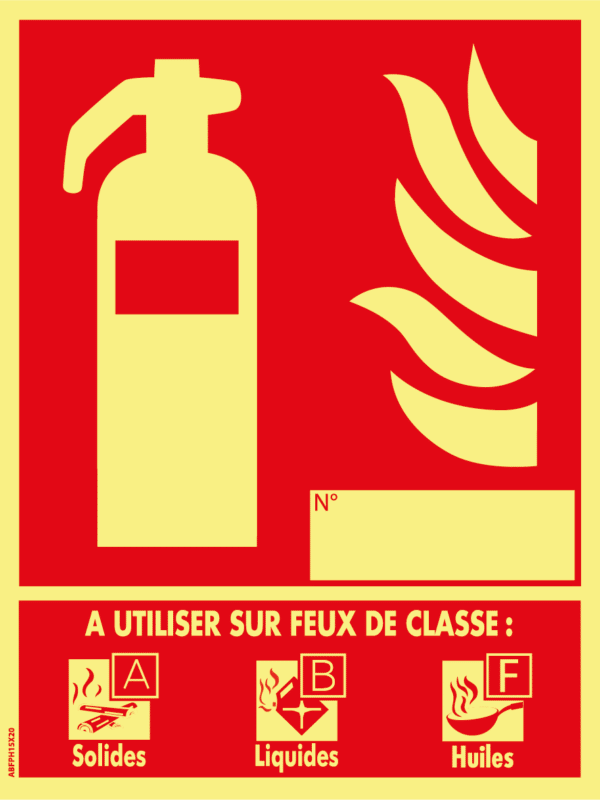 Panneau Classe de Feux ABF - Photoluminescent - 150 x 200 mm