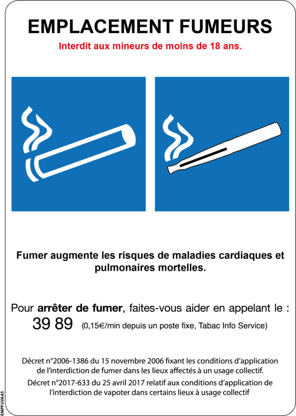 Emplacement fumeurs et vapoteurs - A5