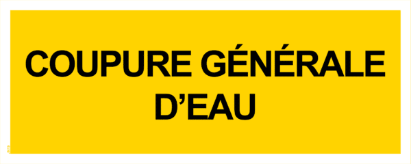 Panneau Coupure Générale d'Eau - 200 x 80 mm