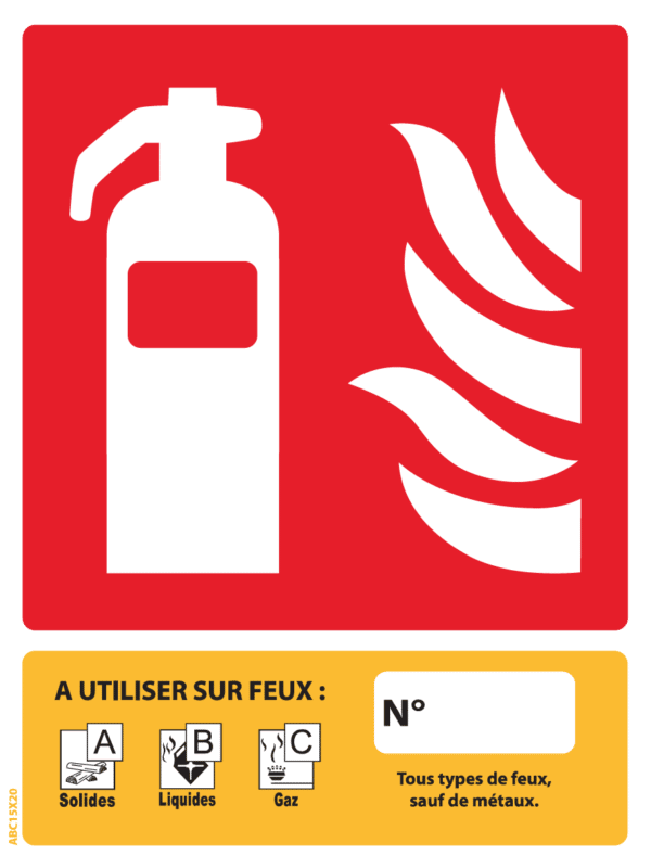 Panneau Classe de Feux ABC - 150 x 200 mm