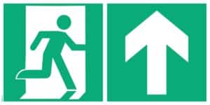 Panneau Evacuation flèche haut - 300 x 150mm